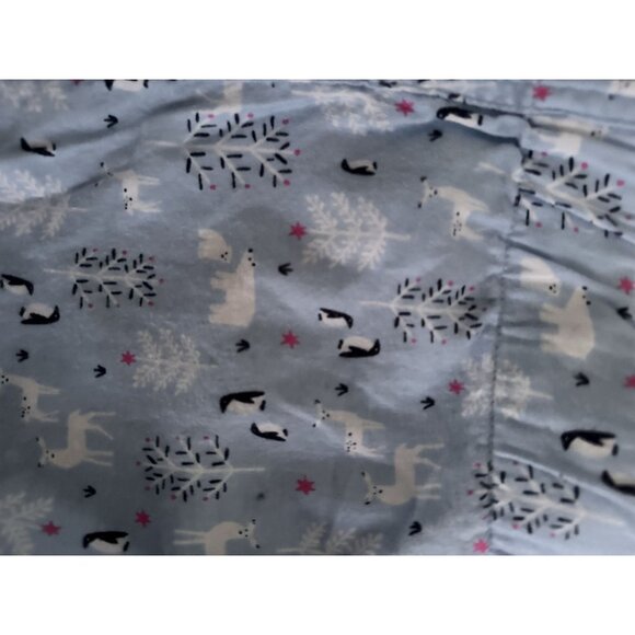 Women J. Crew light blue penguin print flannel pajama pants size M christmas - Picture 3 of 6